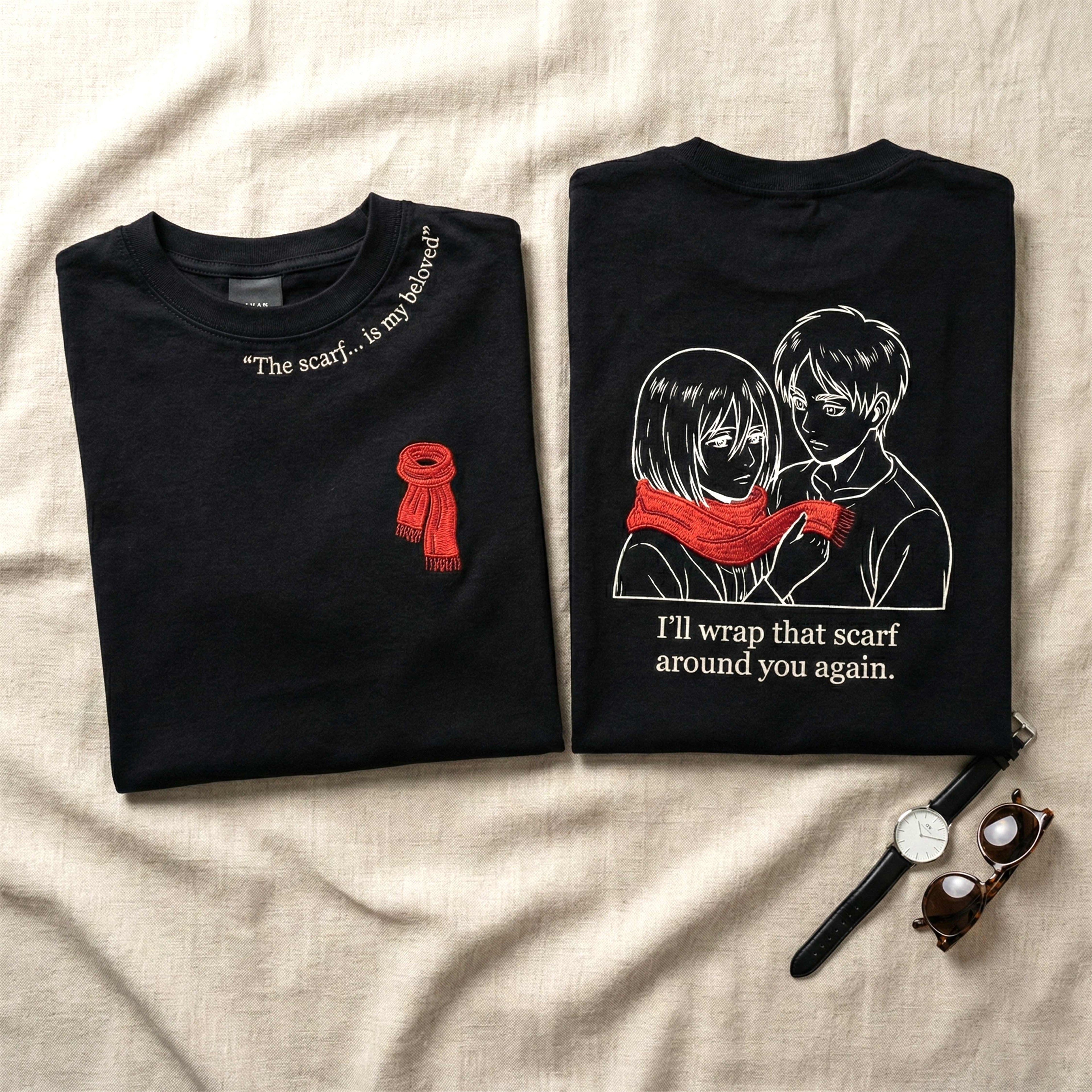 RED SCARF : Premium 240 GSM Embroidered Street T-shirt